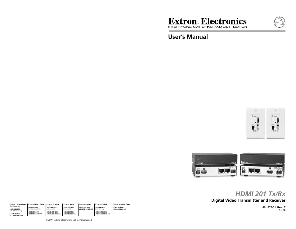 Extron electronic HDMI 201 Rx User Manual | 28 pages