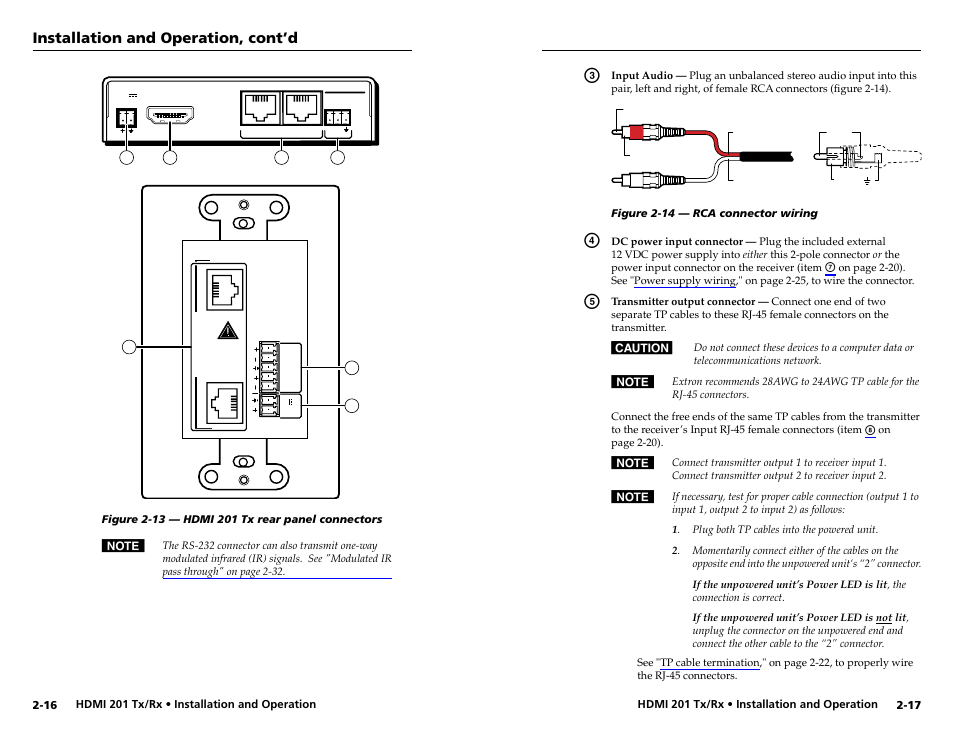 Installation and operation, cont’d | Extron electronic HDMI 201 Rx User Manual | Page 16 / 28