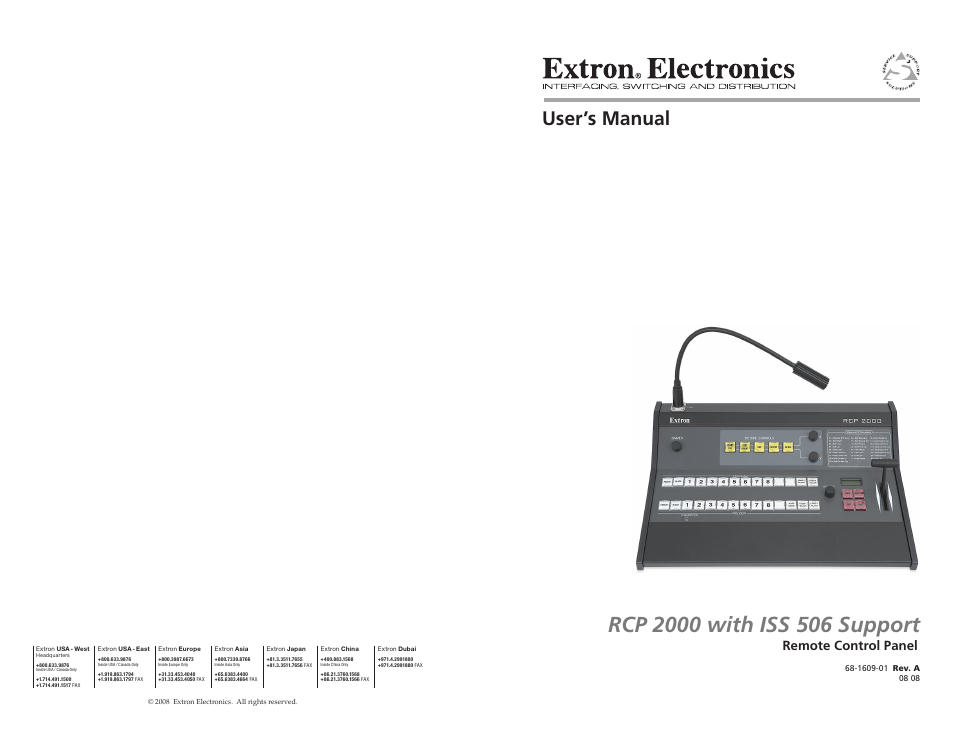 Extron Electronics RCP 2000 with ISS 506 User Manual | 27 pages
