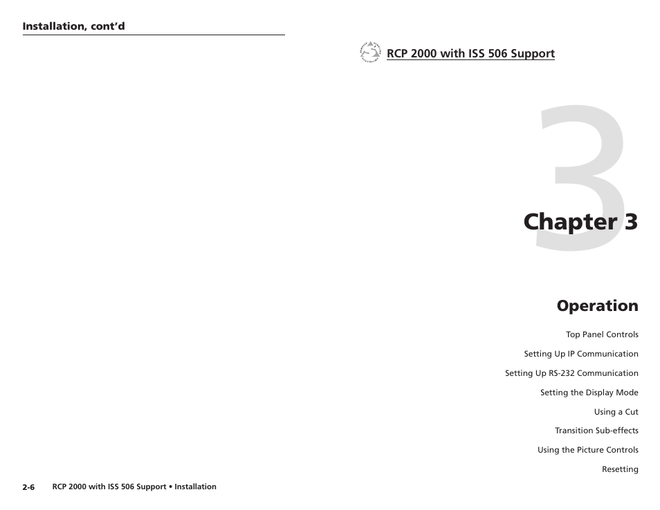 Chapter 3, Operation | Extron Electronics RCP 2000 with ISS 506 User Manual | Page 11 / 27