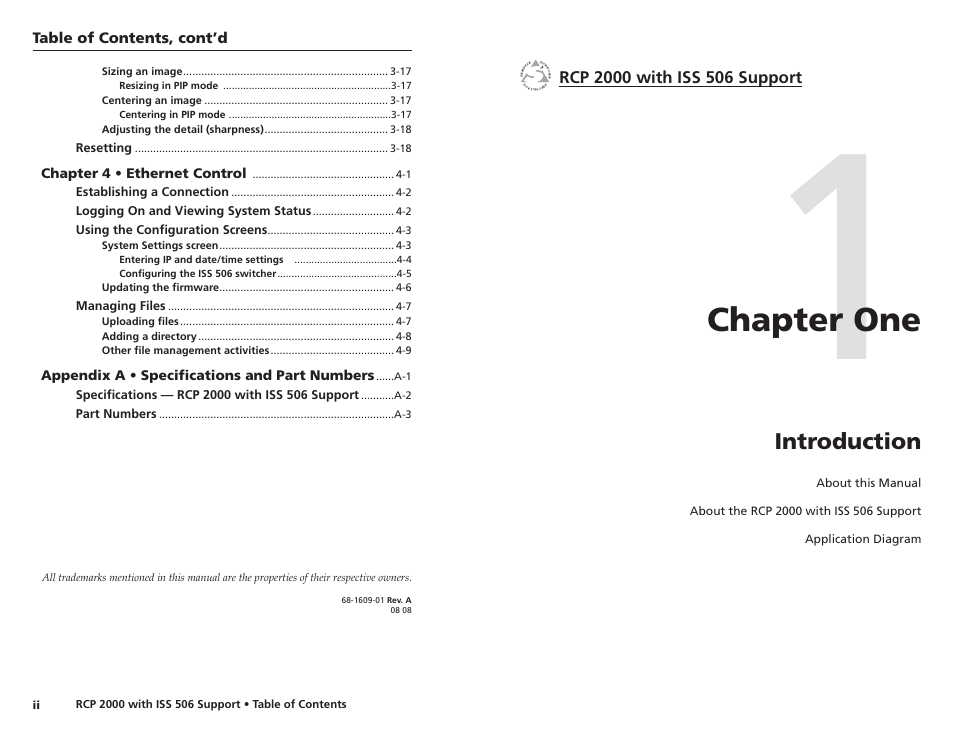 Chapter one, Introduction | Extron Electronics RCP 2000 with ISS 506 User Manual | Page 6 / 27