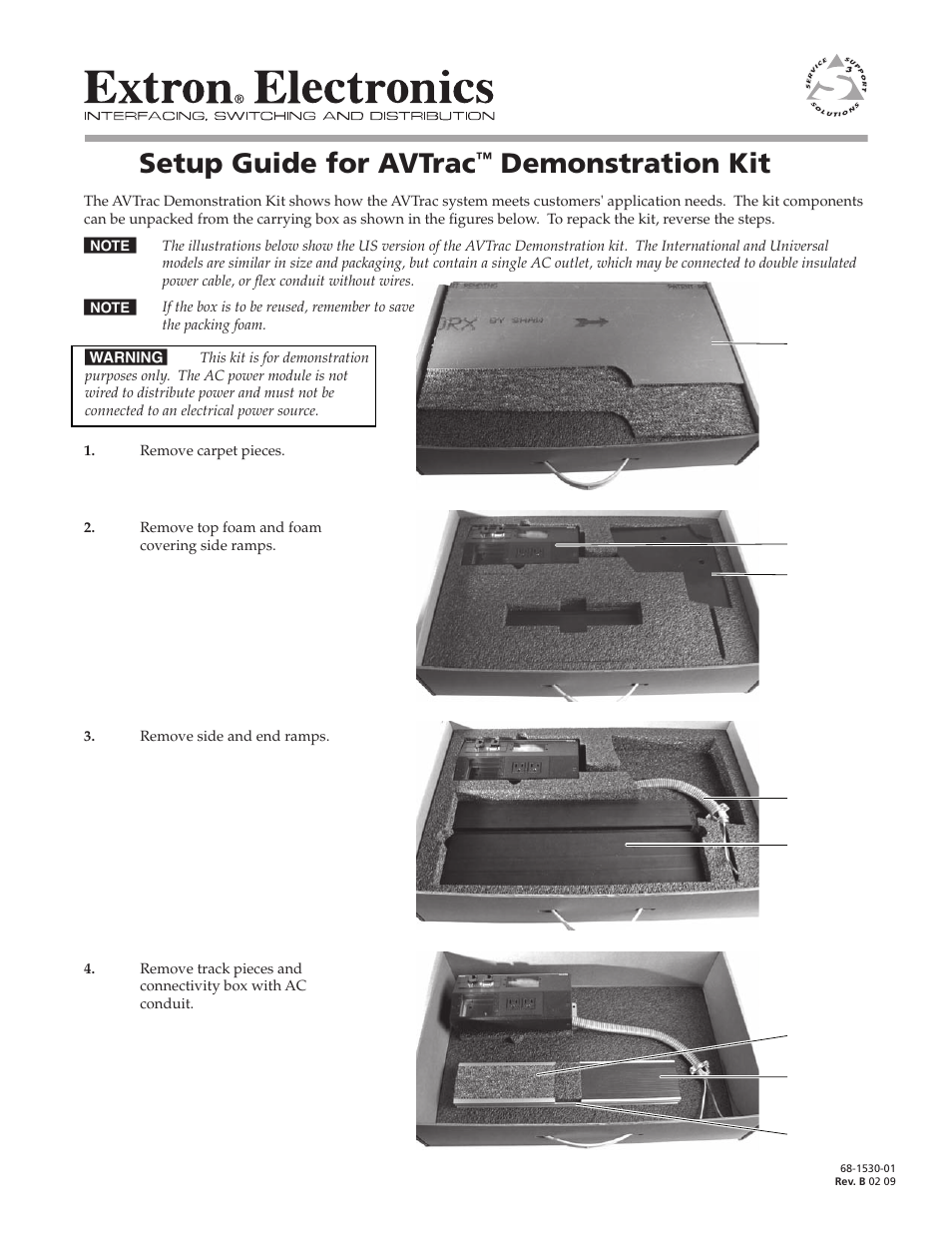 Extron Electronics AVTrac Demonstration Kit User Manual | 2 pages