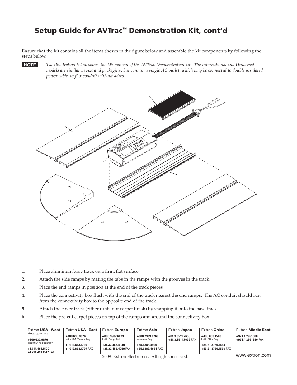 Preliminar y, Setup guide for avtrac, Demonstration kit, cont’d | Extron Electronics AVTrac Demonstration Kit User Manual | Page 2 / 2
