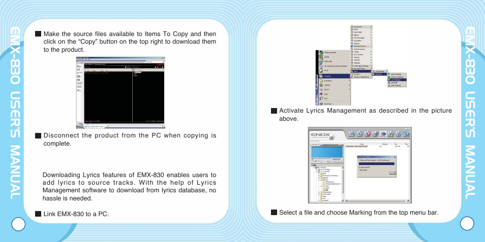 Emx-830 user’s manual | Enox EMX-830 User Manual | Page 11 / 34