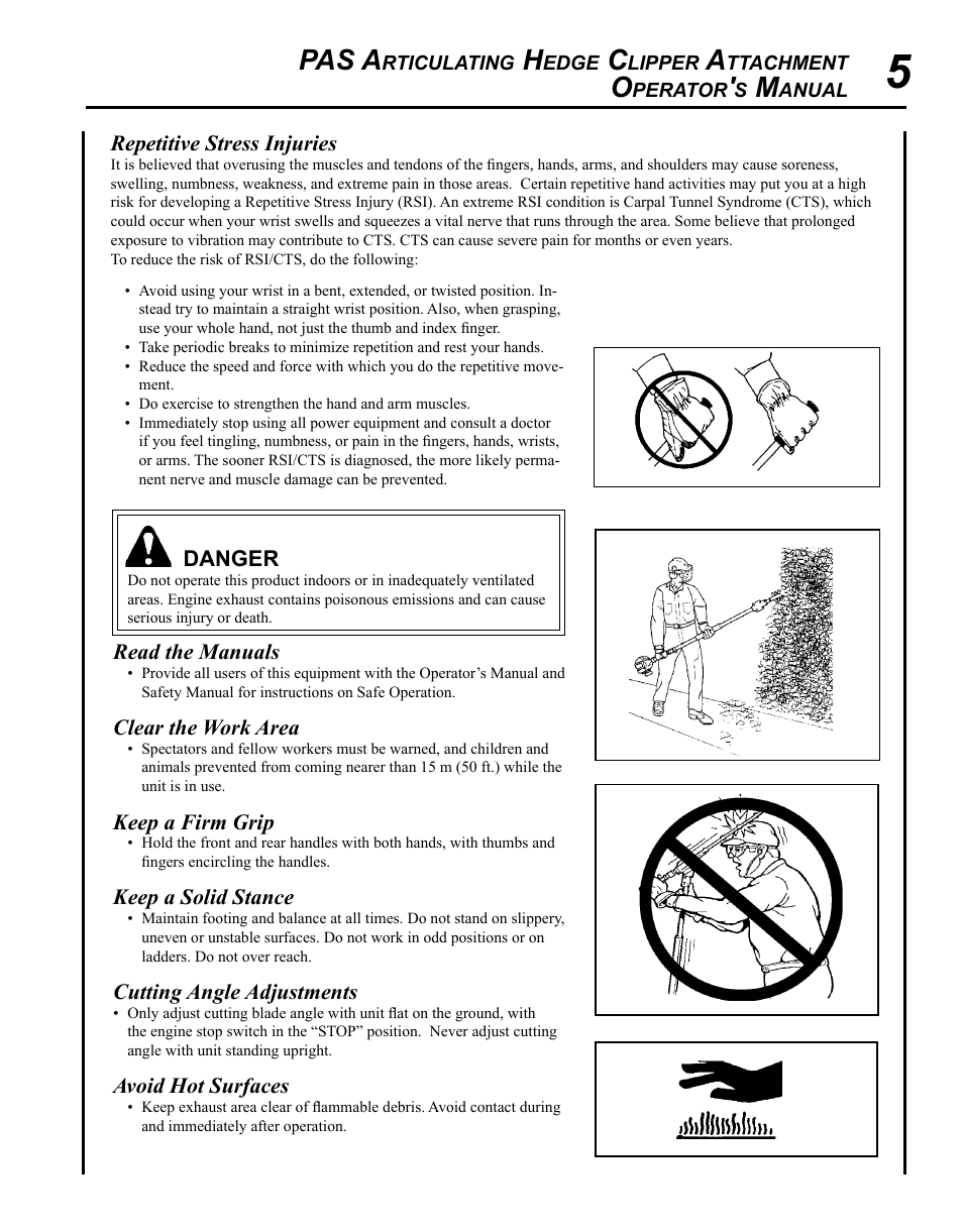 Pas a | Echo PAS ARTICULATING HEDGE CLIPPER ATTACHMENT SRM-225SB User Manual | Page 5 / 20