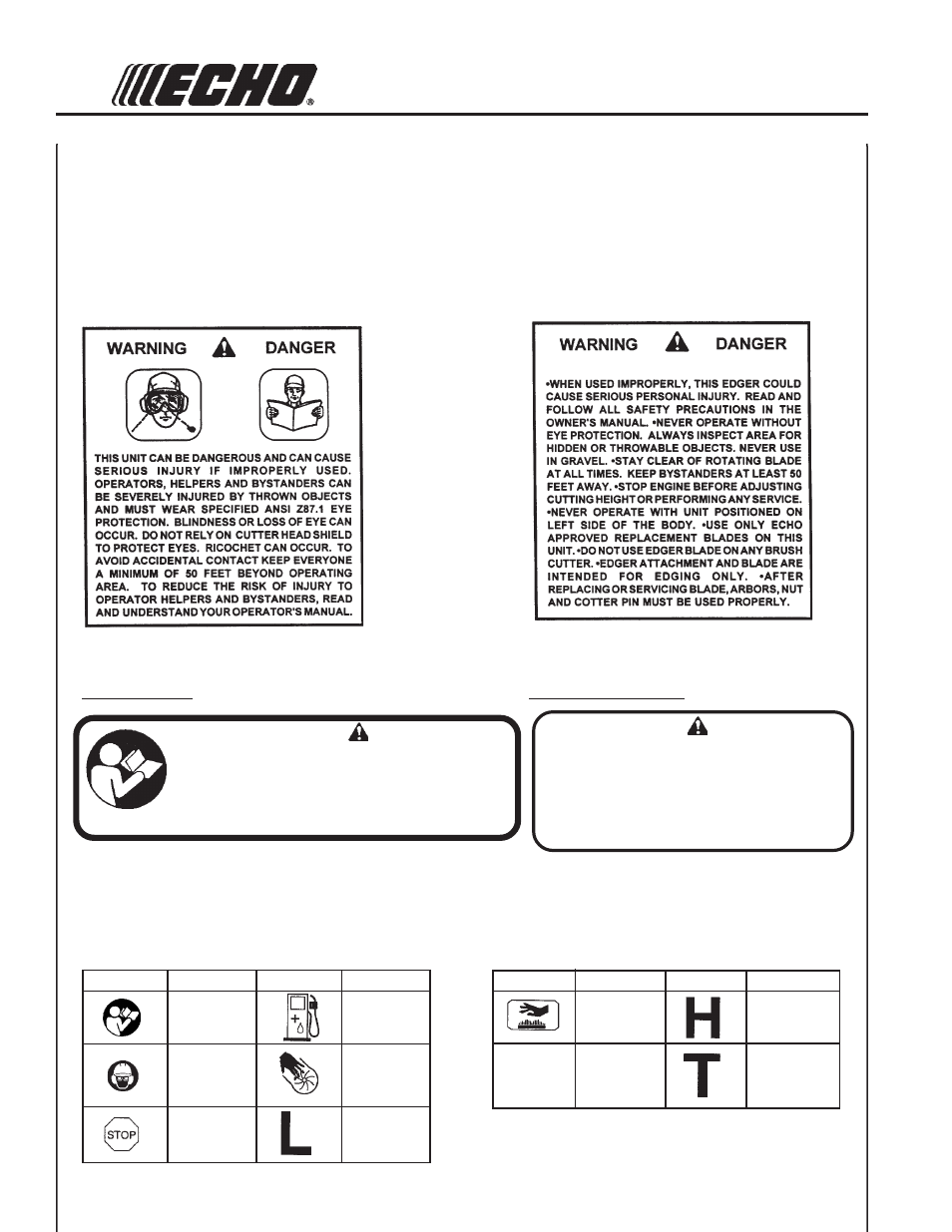 Shaft decal guard decal shaft decal, International, Symbols | Decals, Spanish decal english translation | Echo PE-2000 Type 1/1E User Manual | Page 4 / 30