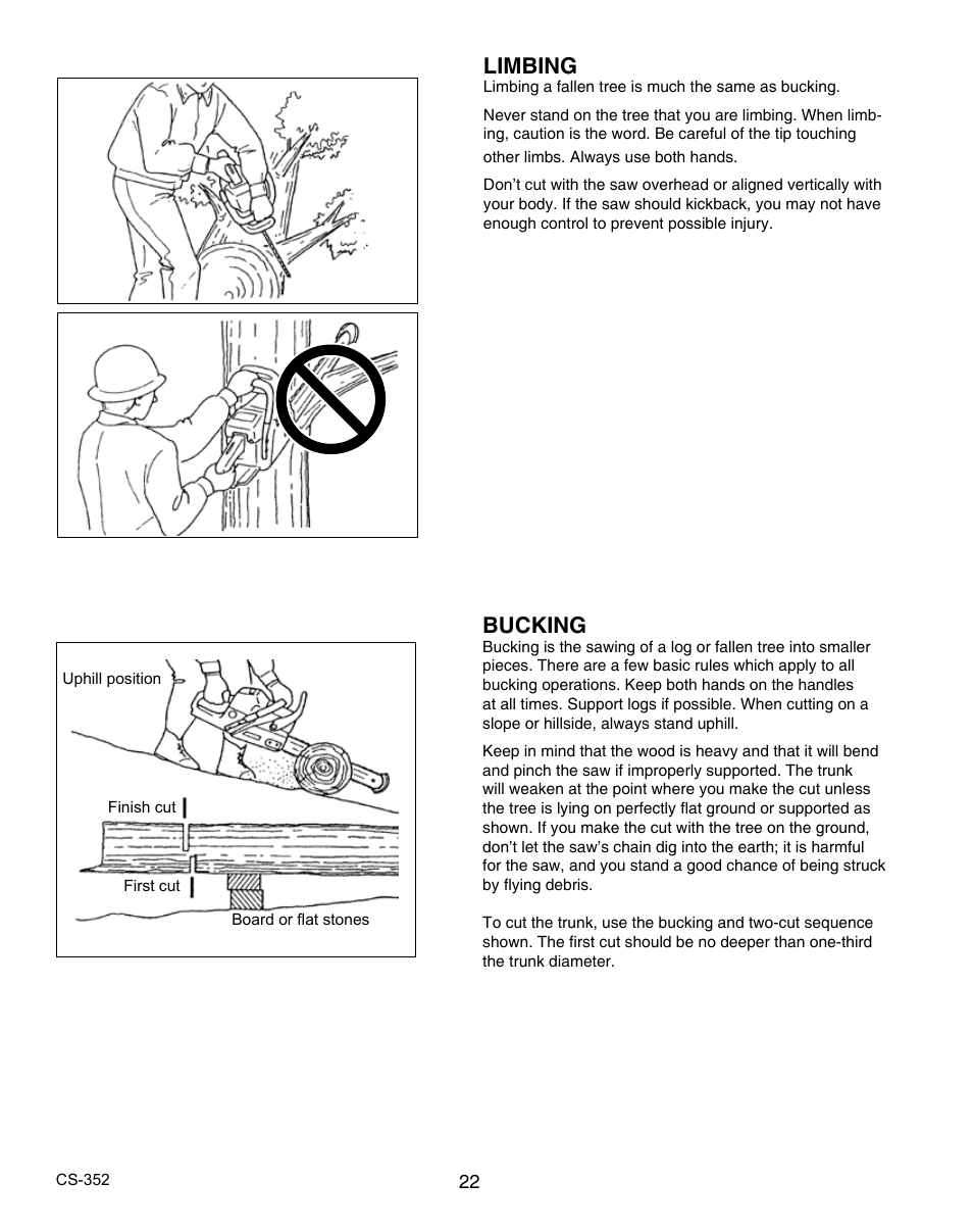 Limbing, Bucking | Echo CS-352 User Manual | Page 22 / 36