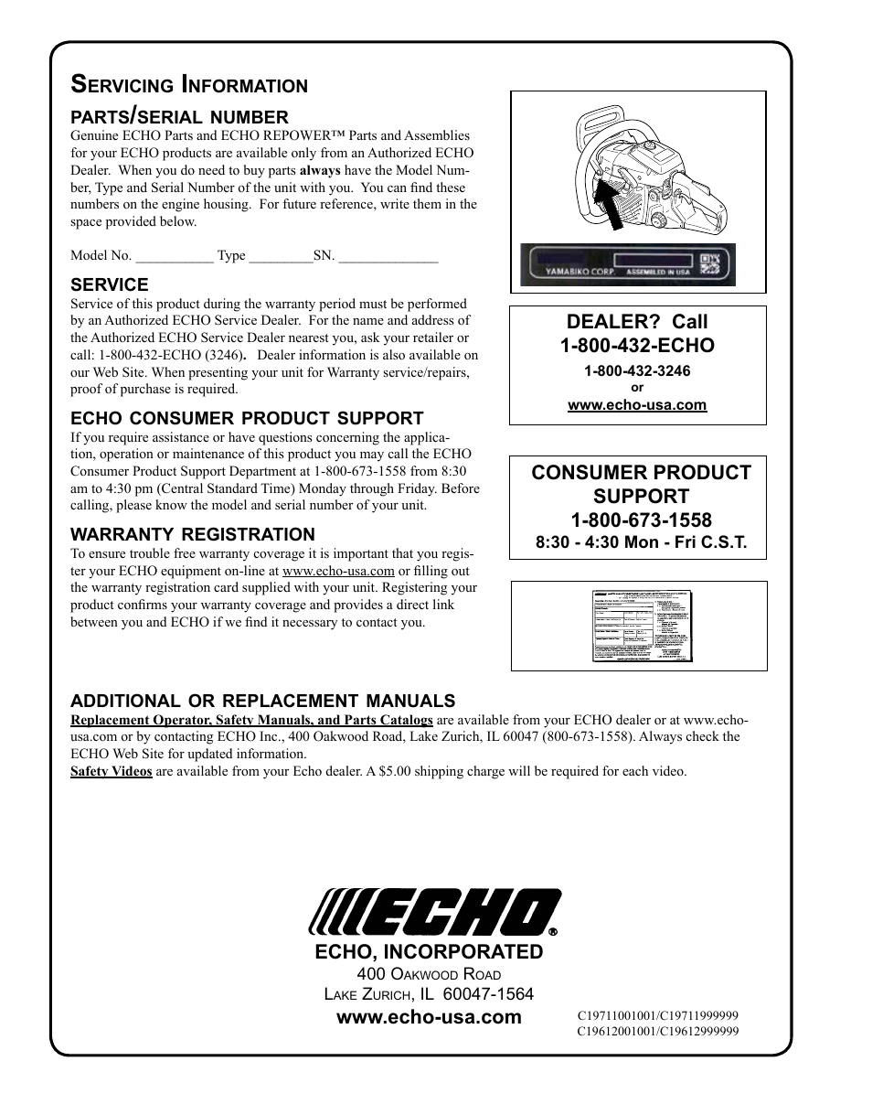Echo CS-352 User Manual | Page 36 / 36