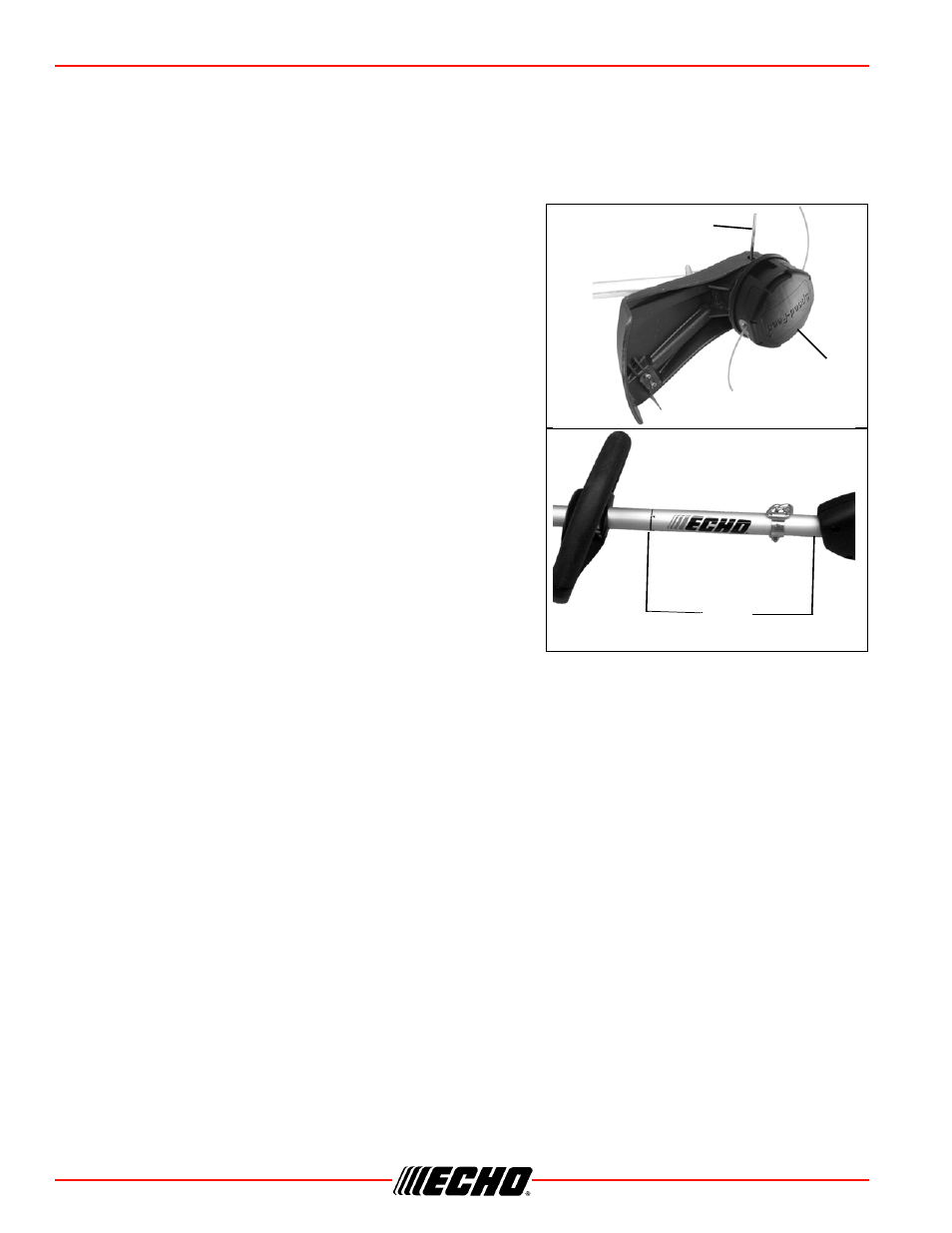 To advance trimmer line, Remove nylon line head, Front handle installation | Assembly srm-266/s to advance trimmer line | Echo SRM-266S User Manual | Page 14 / 36