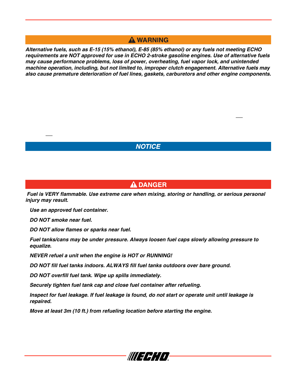Fuel, Fuel requirements, Handling fuel | Srm-266/s operation | Echo SRM-266S User Manual | Page 17 / 36