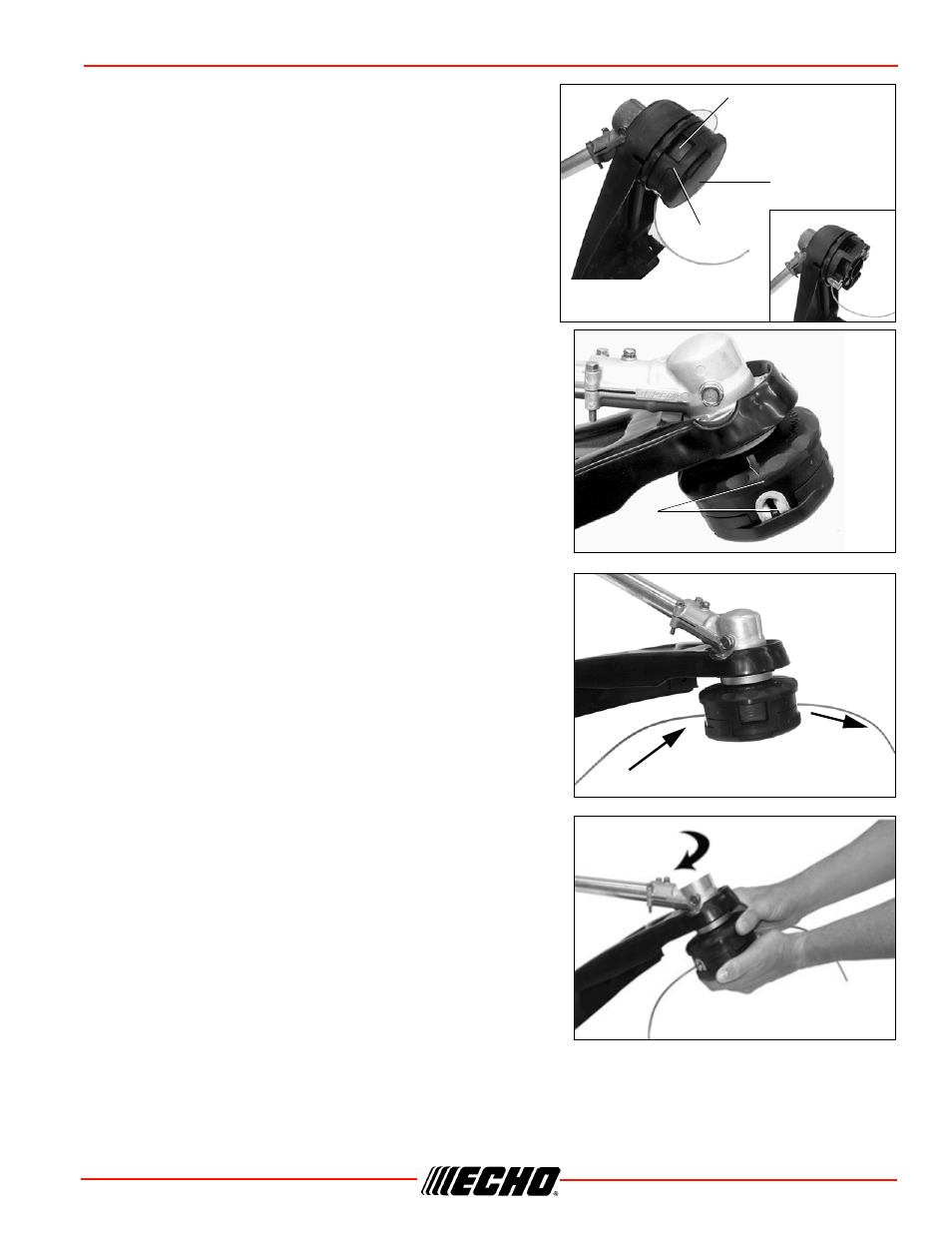 Nylon line head disassembly instructions, Nylon line replacement, Srm-266/s maintenance | Echo SRM-266S User Manual | Page 27 / 36