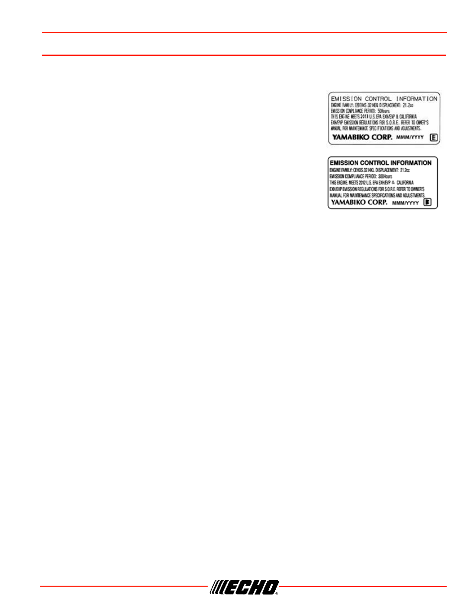 Emission control (exhaust & evaporative), Epa 2010 and later and/or c.a.r.b. tier iii | Echo SRM-266S User Manual | Page 9 / 36