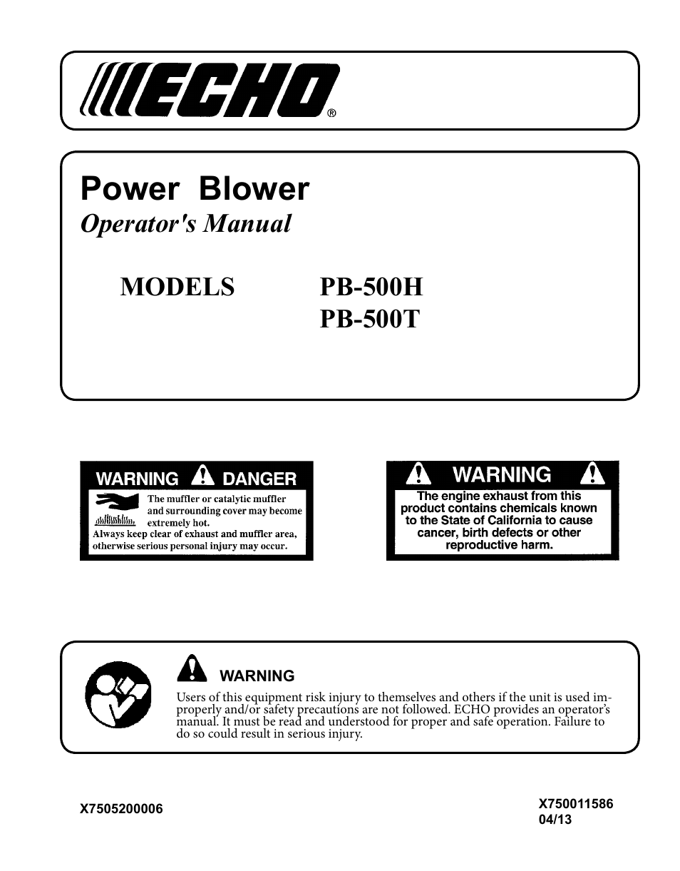 Echo PB-500H User Manual | 32 pages