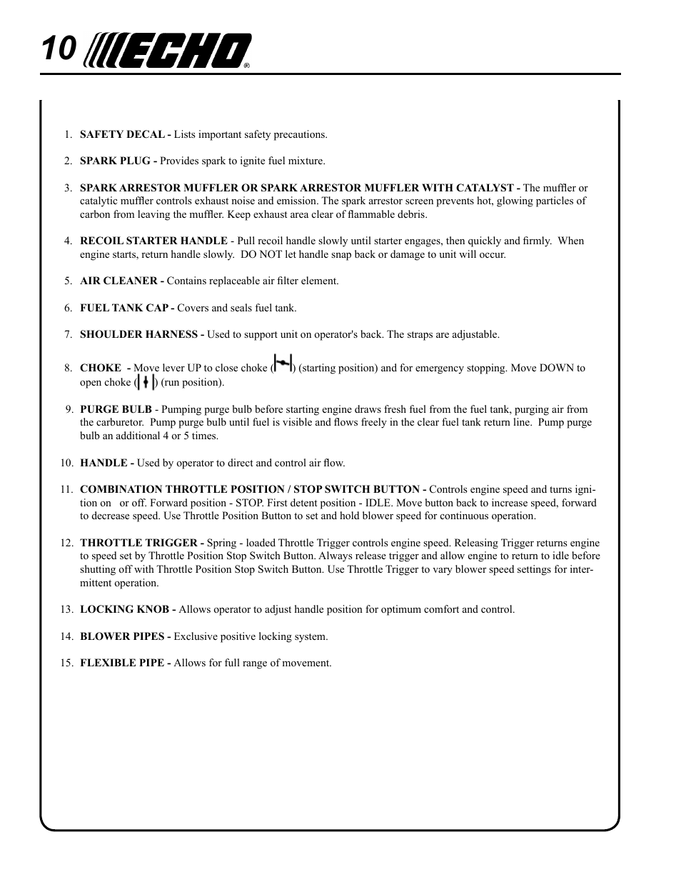Echo PB-500H User Manual | Page 10 / 32