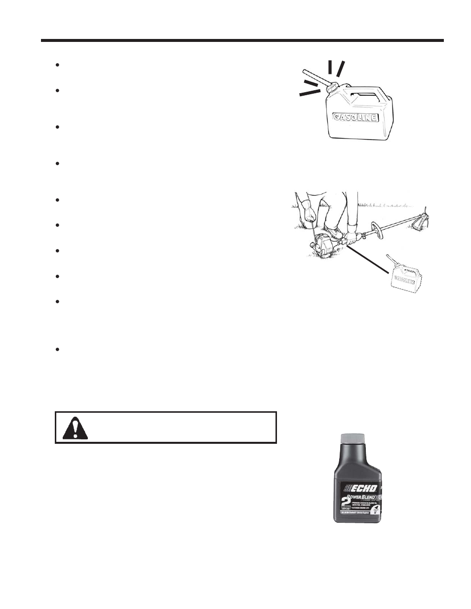 Fueling, Warning | Echo SB User Manual | Page 21 / 56