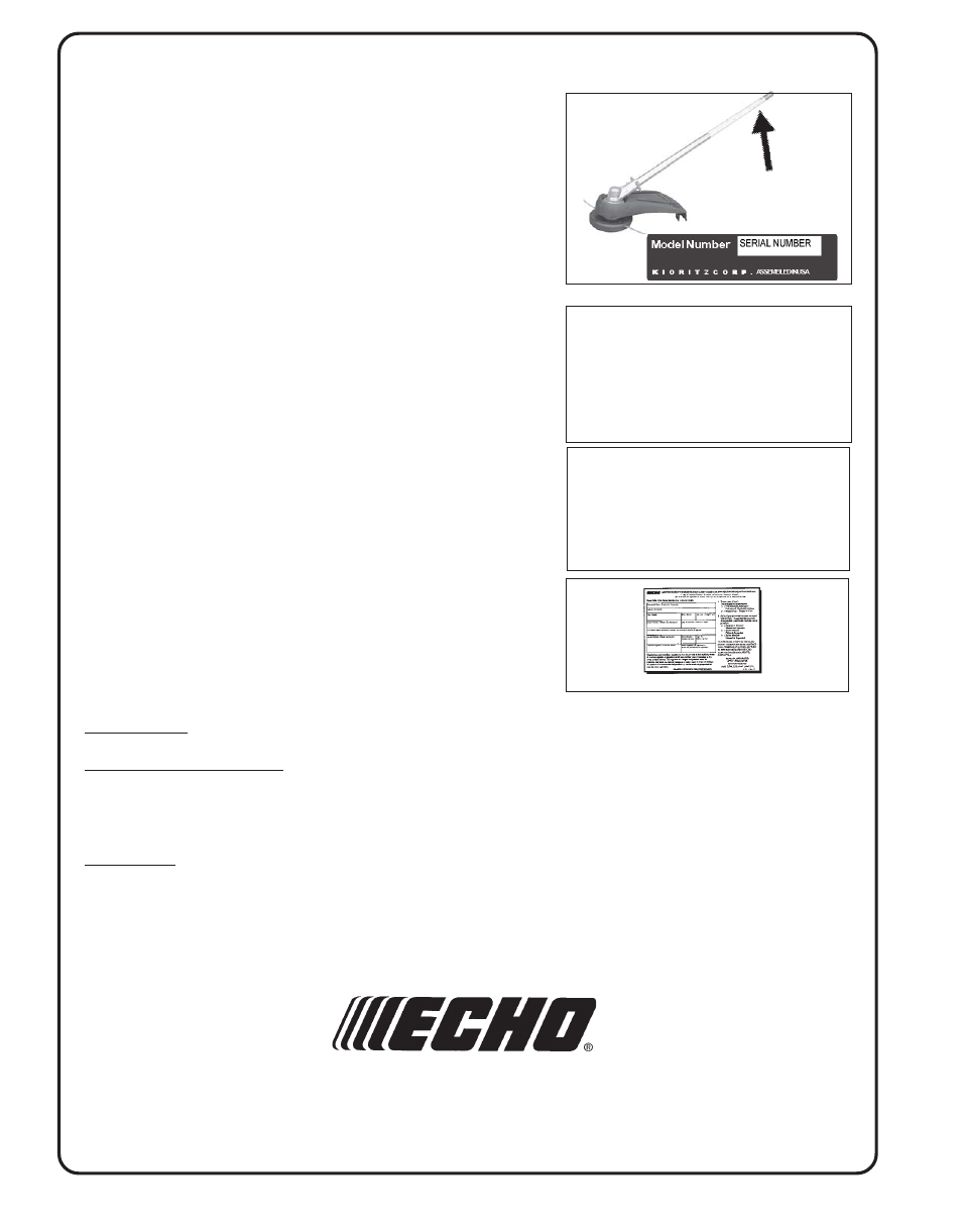 Servicing information, Echo, incorporated | Echo PAS Rapid Loader User Manual | Page 16 / 16