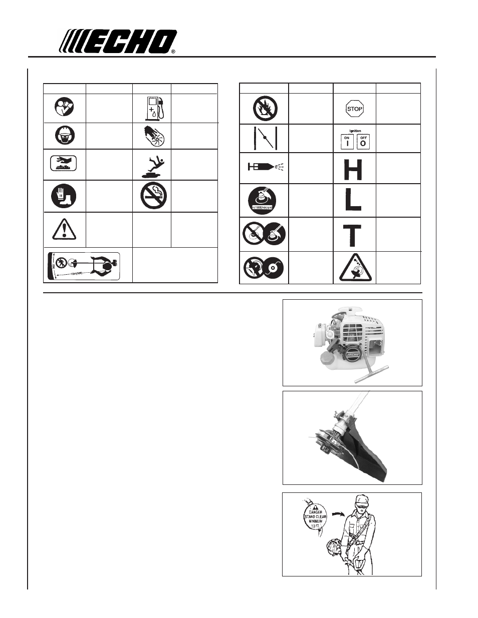 International, Symbols equipment | Echo GT-201 User Manual | Page 4 / 28