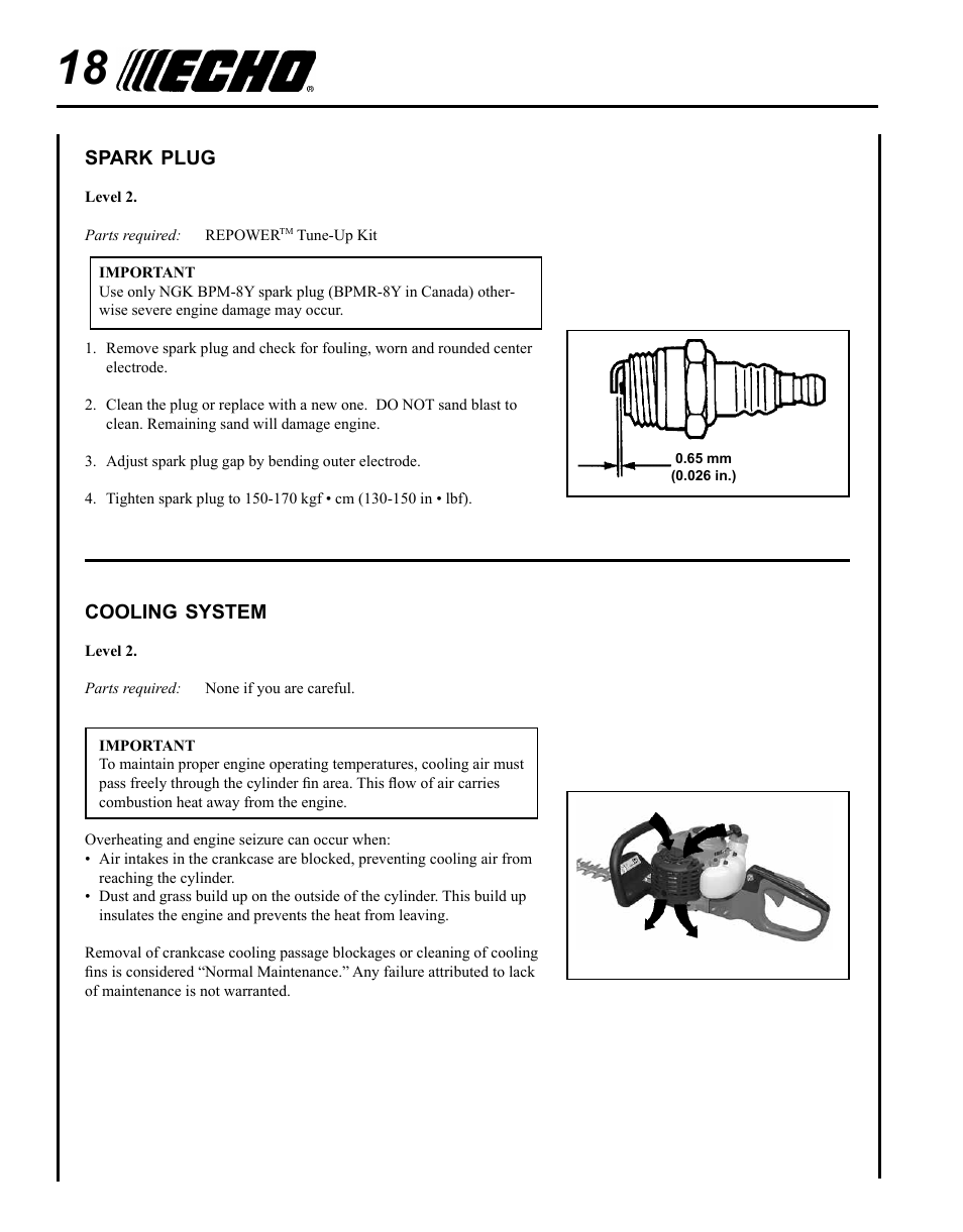 Echo HC-155 User Manual | Page 18 / 32