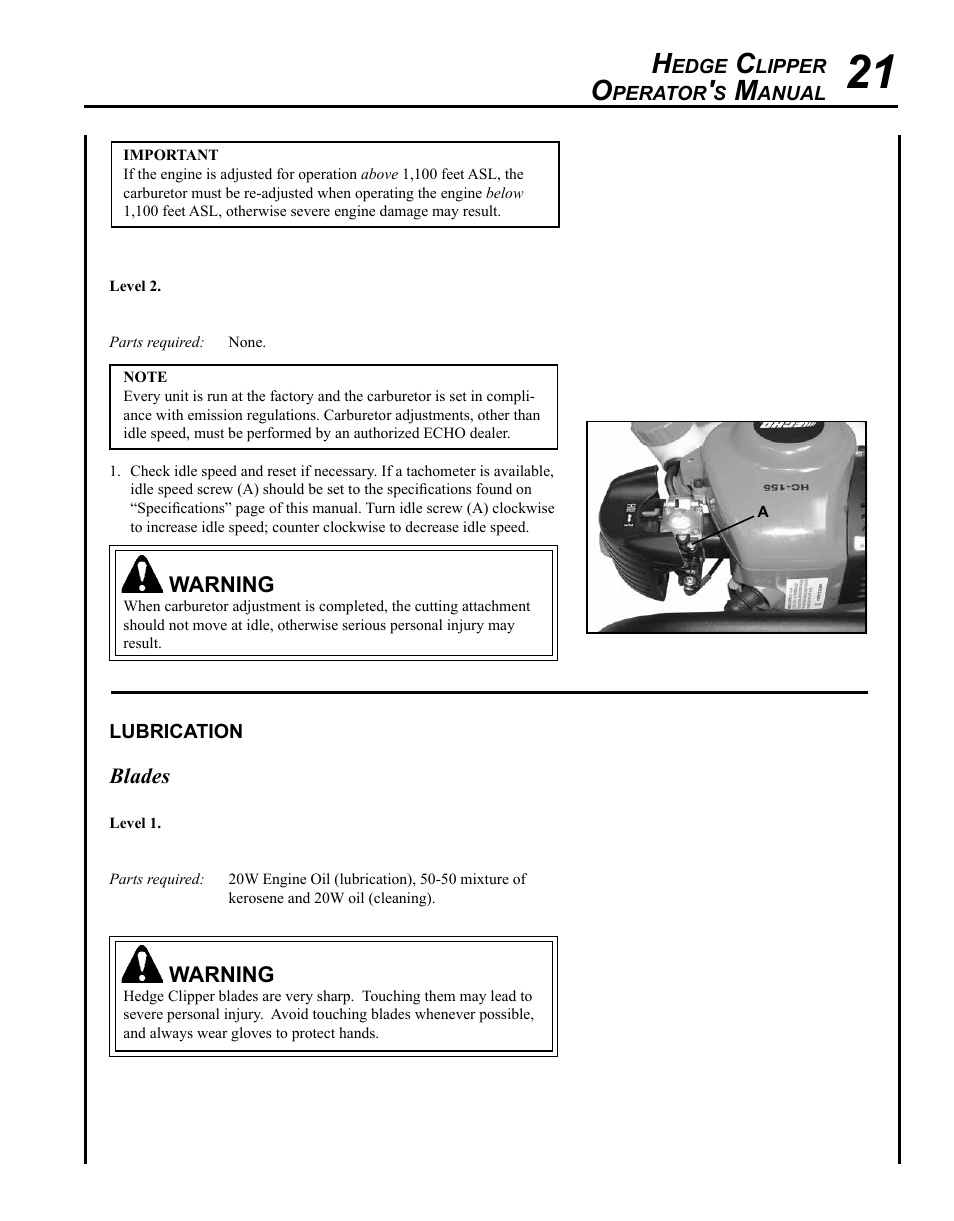 Echo HC-155 User Manual | Page 21 / 32