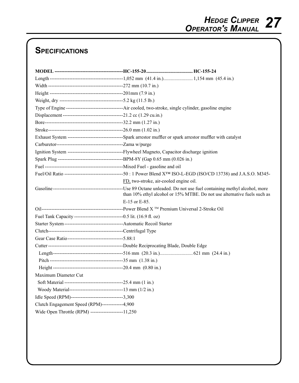 Echo HC-155 User Manual | Page 27 / 32