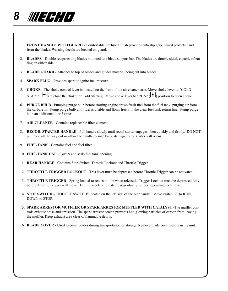 Echo HC-155 User Manual | Page 8 / 32