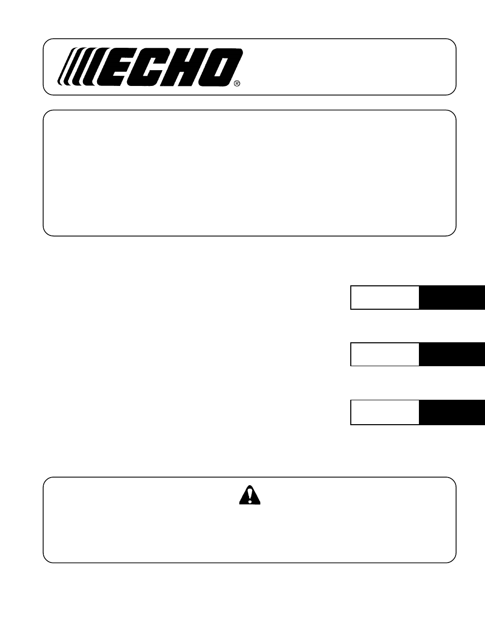 Echo Trimmer User Manual | 20 pages