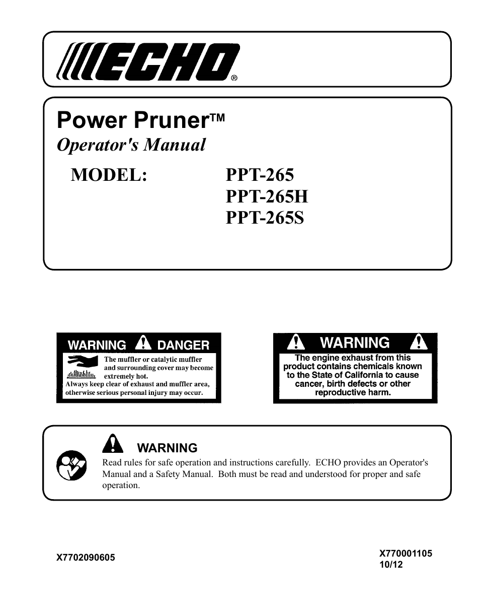 Echo PPT-265S User Manual | 40 pages