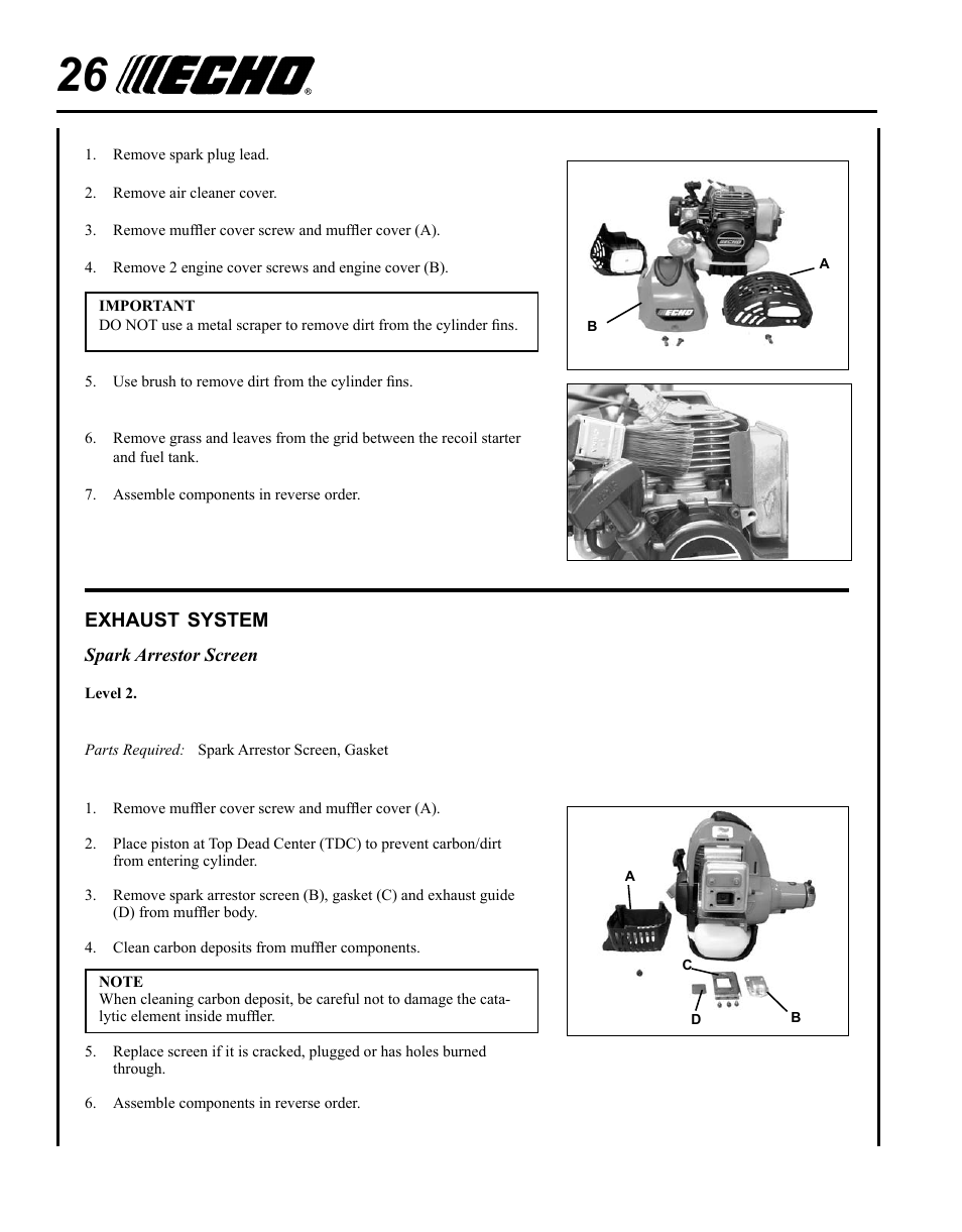 Exhaust system | Echo PPT-265S User Manual | Page 26 / 40