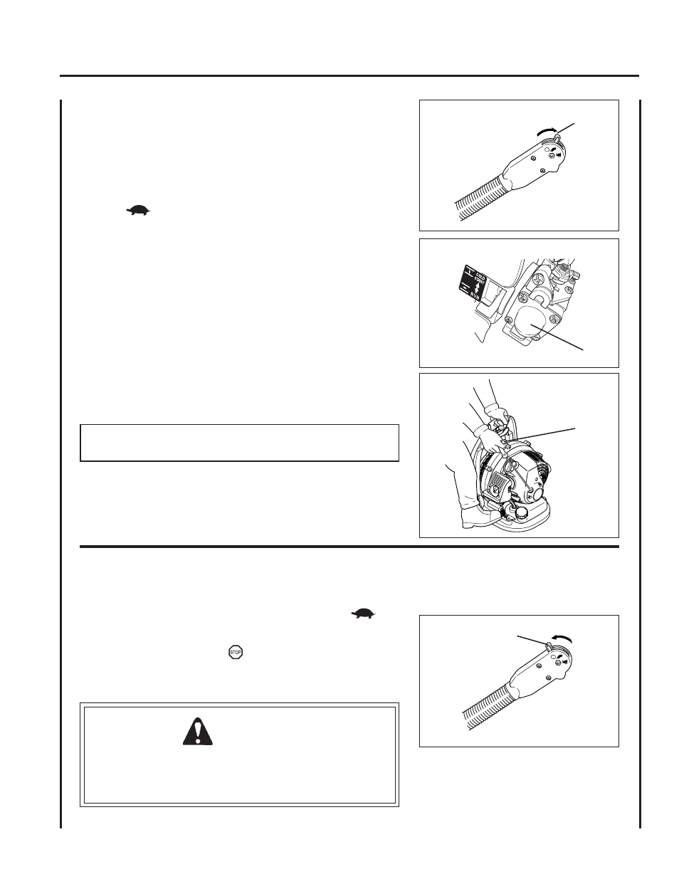 Starting warm engine, Stopping engine | Echo PB-265L User Manual | Page 13 / 24