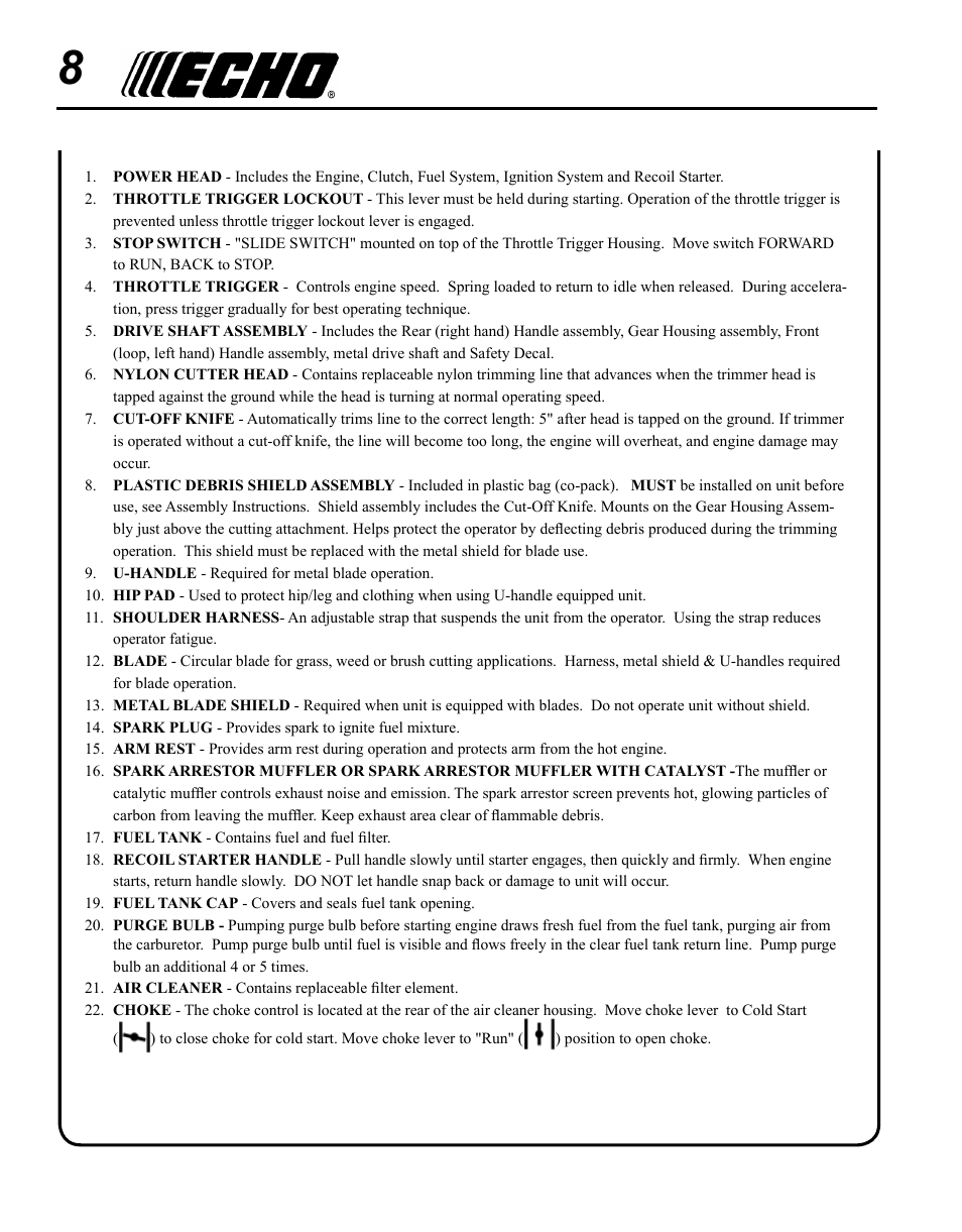 Echo SRM - 265U User Manual | Page 8 / 36