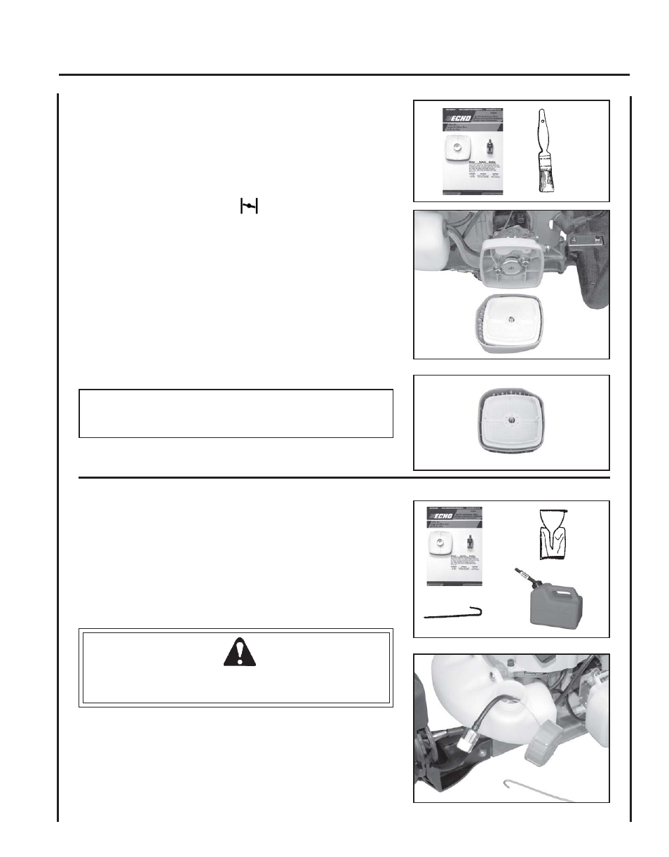 Air filter, Fuel filter | Echo HC-150 User Manual | Page 17 / 28