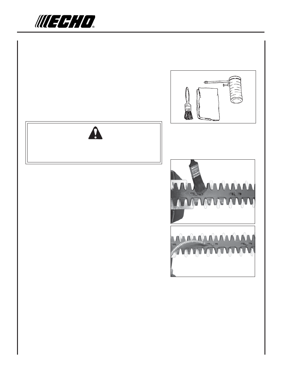 Lubrication, Blades, Warning danger | Echo HC-150 User Manual | Page 22 / 28