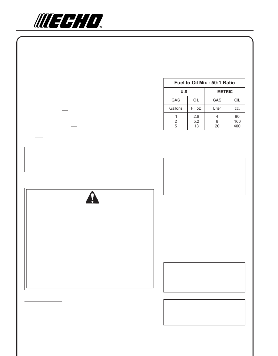 Operation, Fuel, Fuel requirements | Handling fuel warning danger, Peration fuel | Echo PB-403T User Manual | Page 14 / 28