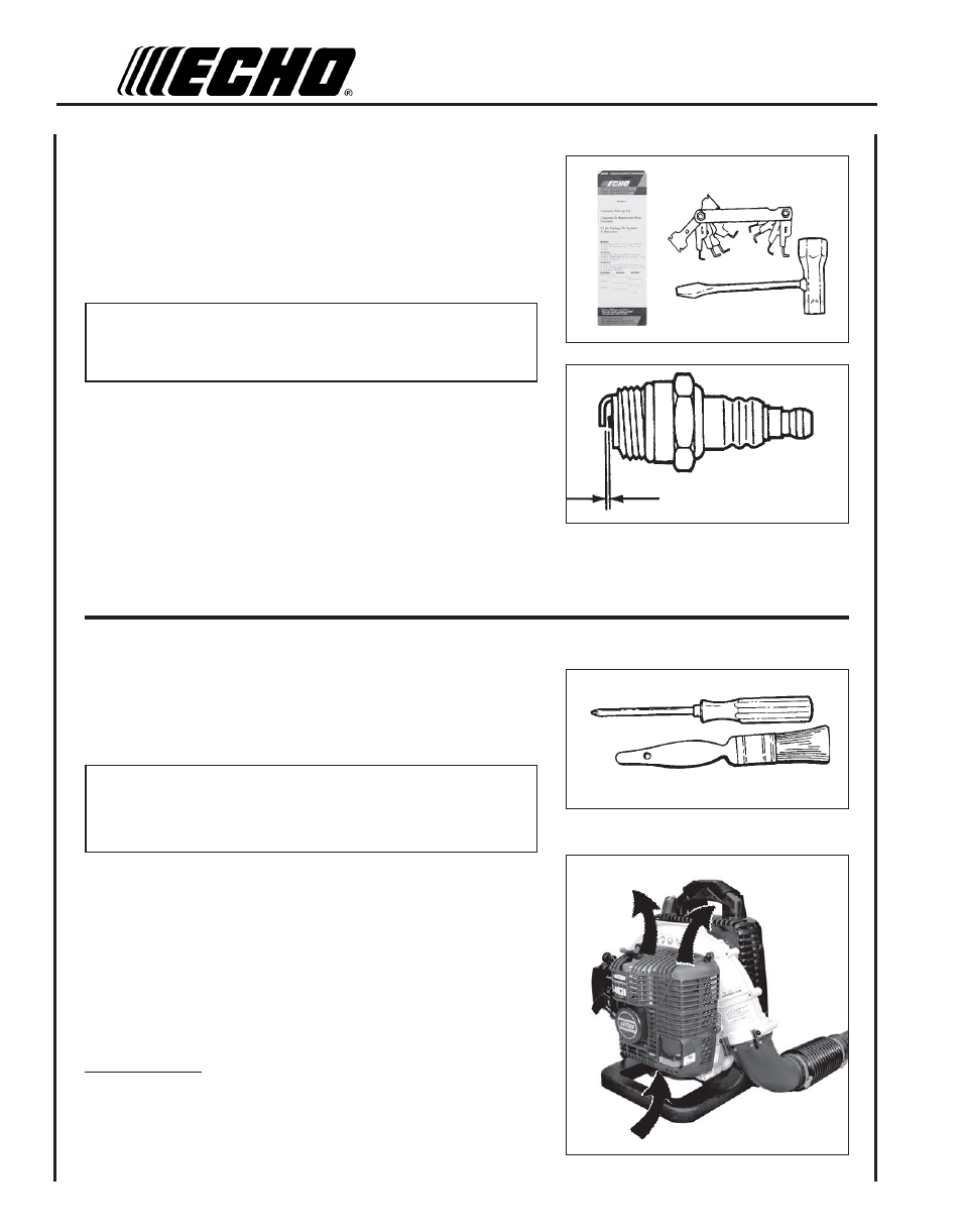 Spark plug, Cooling system | Echo PB-403T User Manual | Page 20 / 28