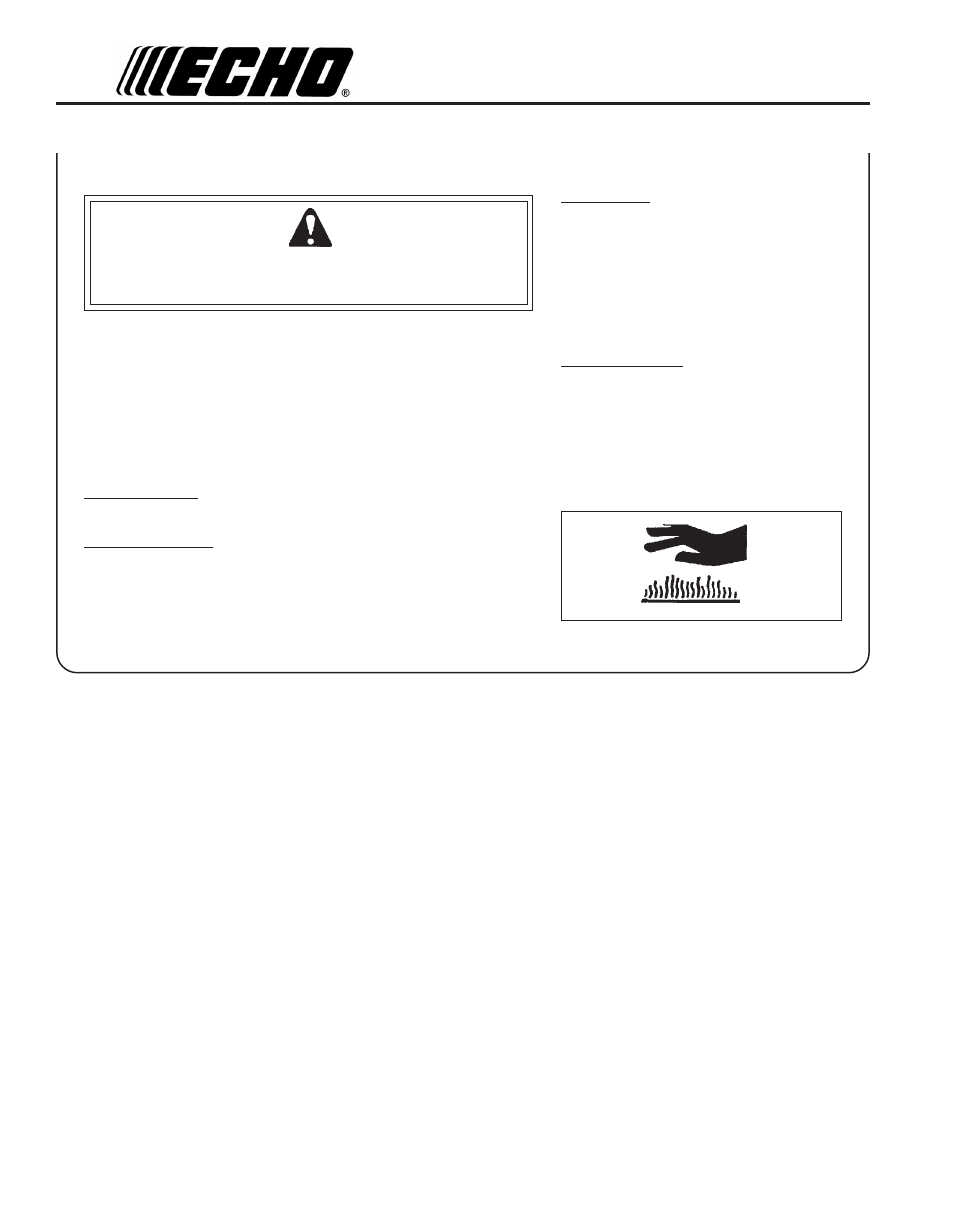 Warning danger | Echo PB-260L User Manual | Page 6 / 24