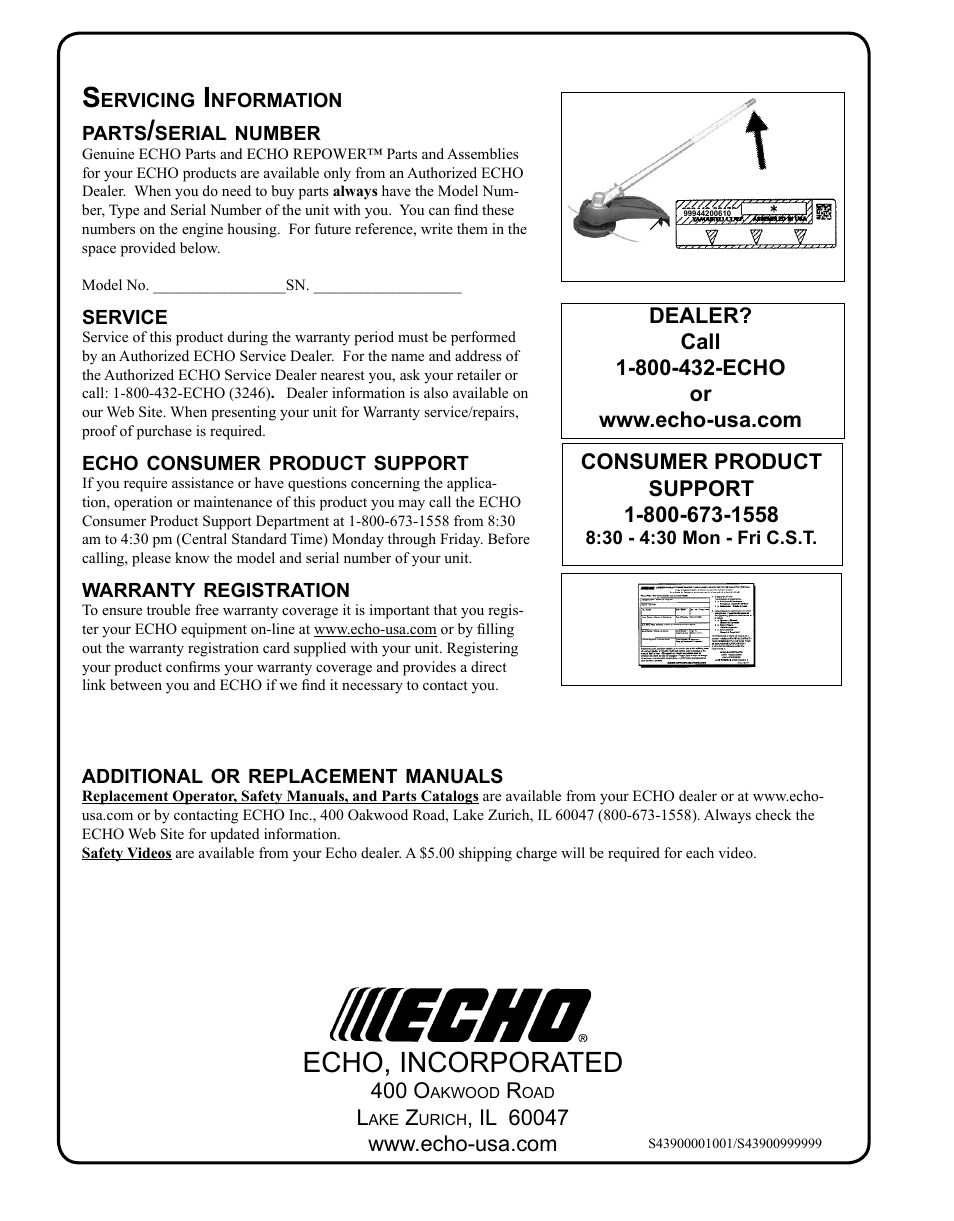 Echo, incorporated | Echo 99944200610 User Manual | Page 16 / 16