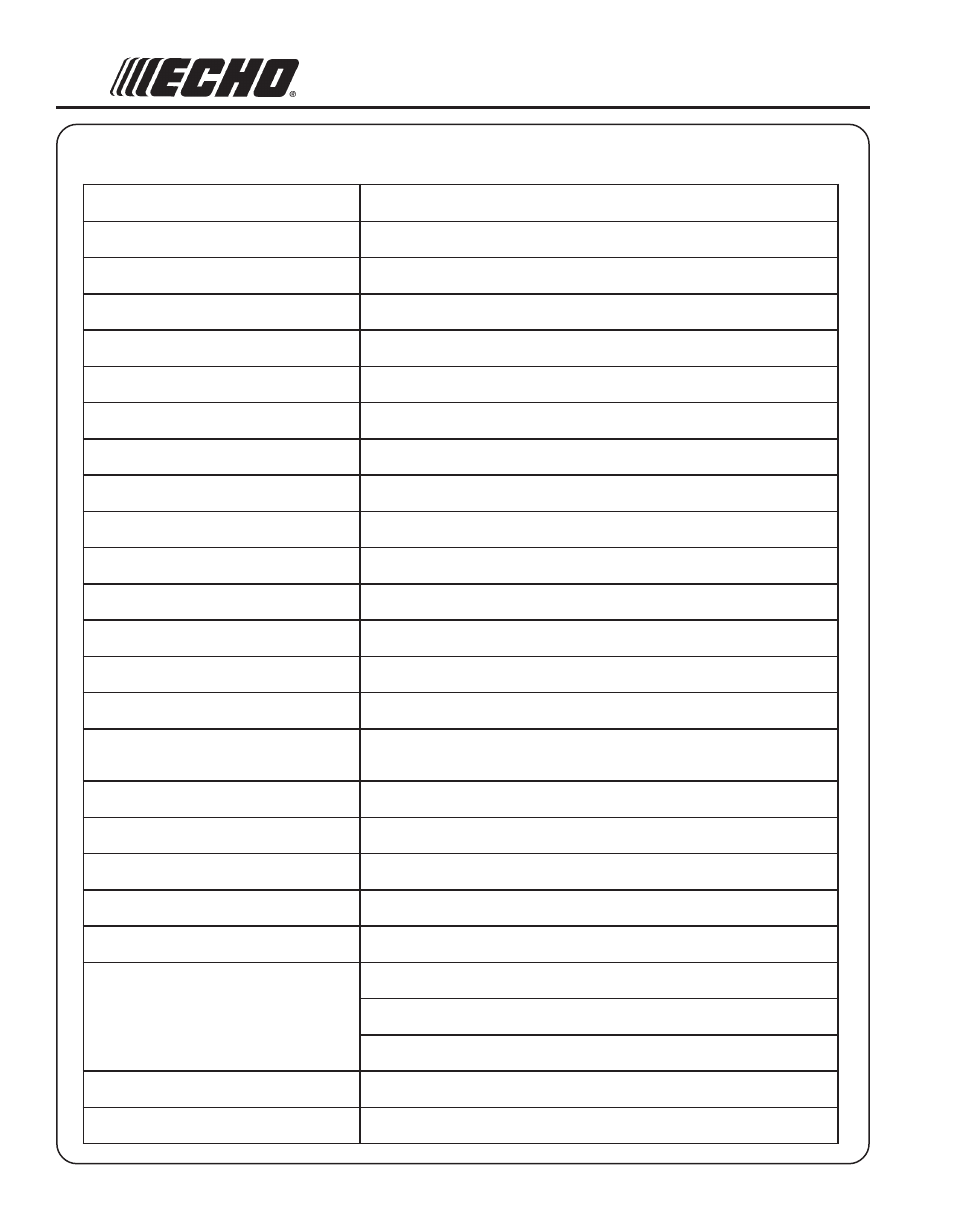Pecifications | Echo TC-2100 User Manual | Page 10 / 28