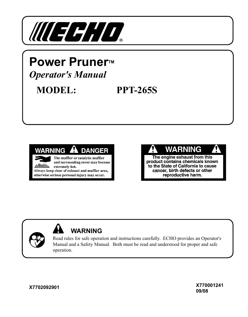 Echo PPT-265S User Manual | 36 pages