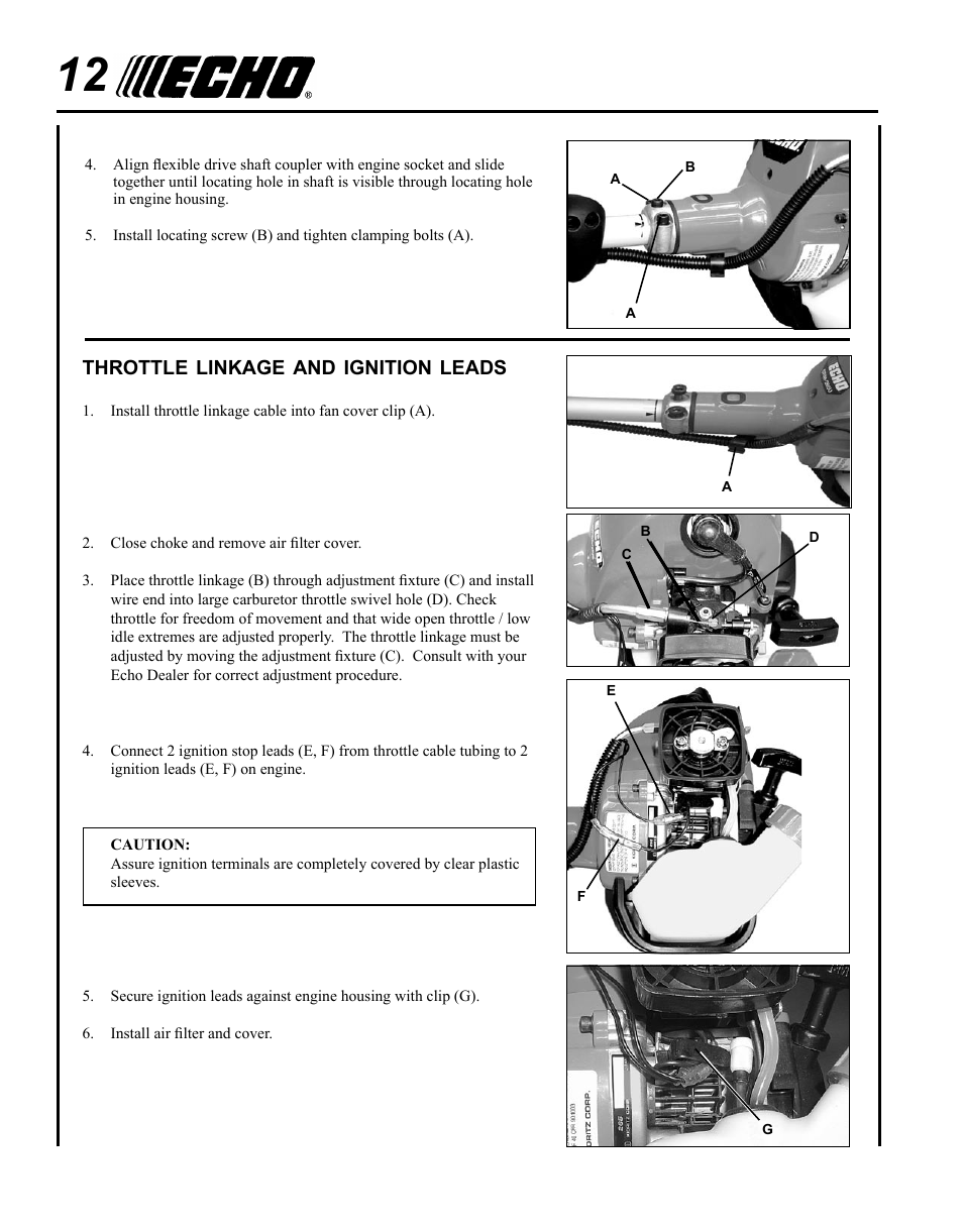 Throttle linkage and ignition leads | Echo PPT-265S User Manual | Page 12 / 36