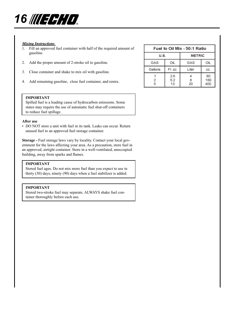 Echo PPT-265S User Manual | Page 16 / 36