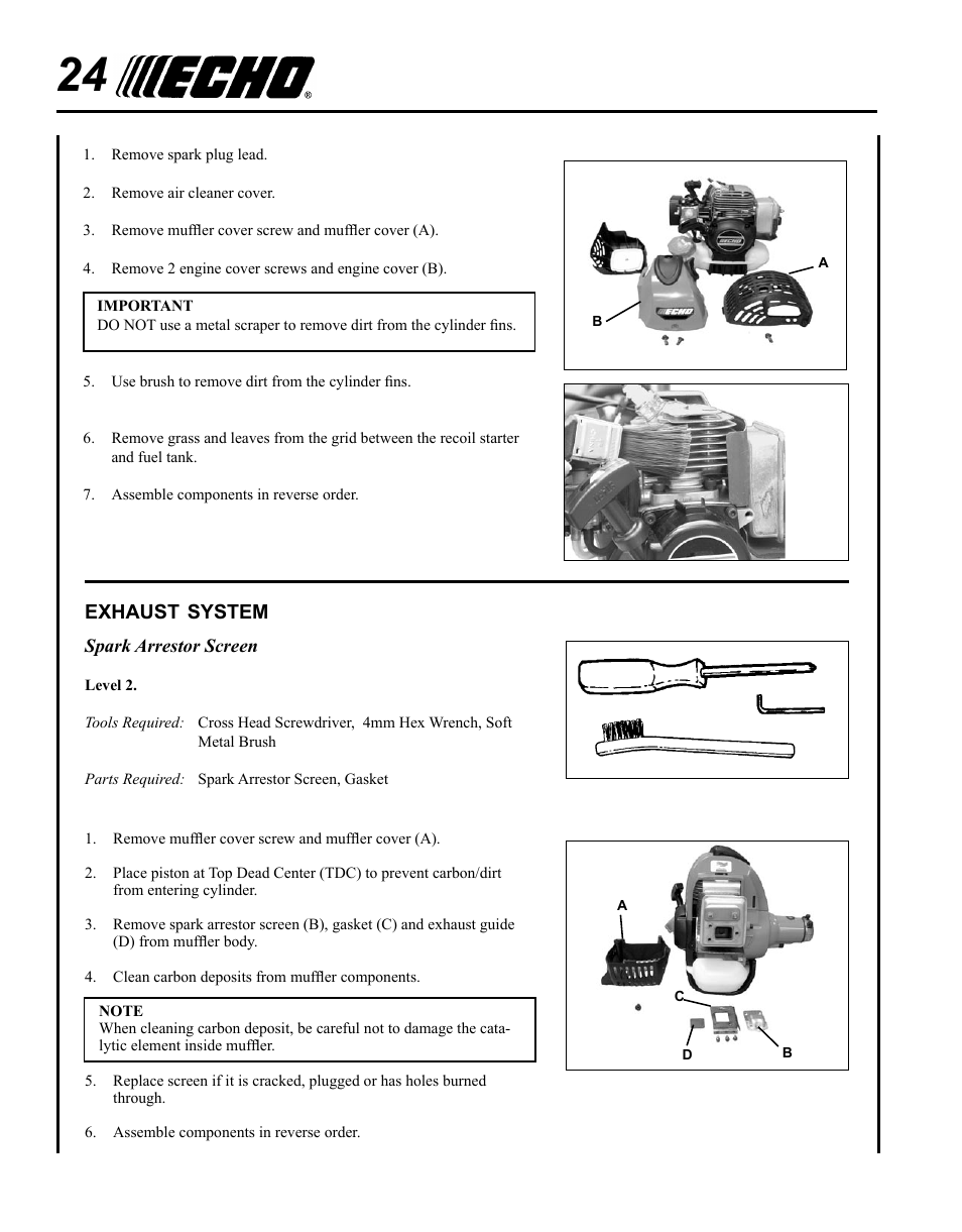 Exhaust system | Echo PPT-265S User Manual | Page 24 / 36
