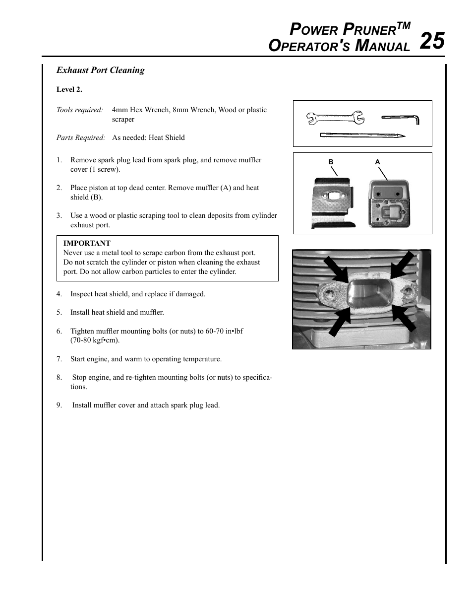 Ower, Runer, Perator | Anual | Echo PPT-265S User Manual | Page 25 / 36
