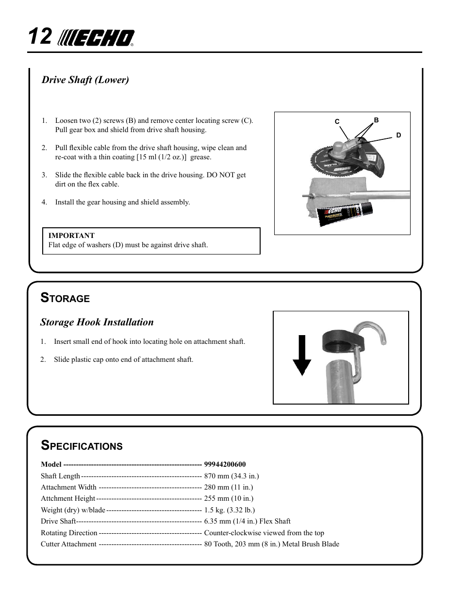 Echo PAS 80 Tooth Blade Brushcutter User Manual | Page 12 / 16