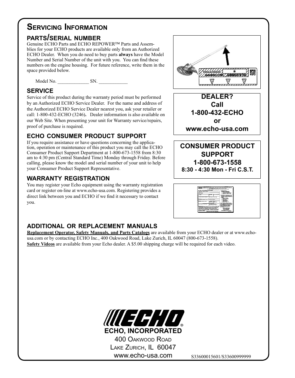 Echo PAS 80 Tooth Blade Brushcutter User Manual | Page 16 / 16