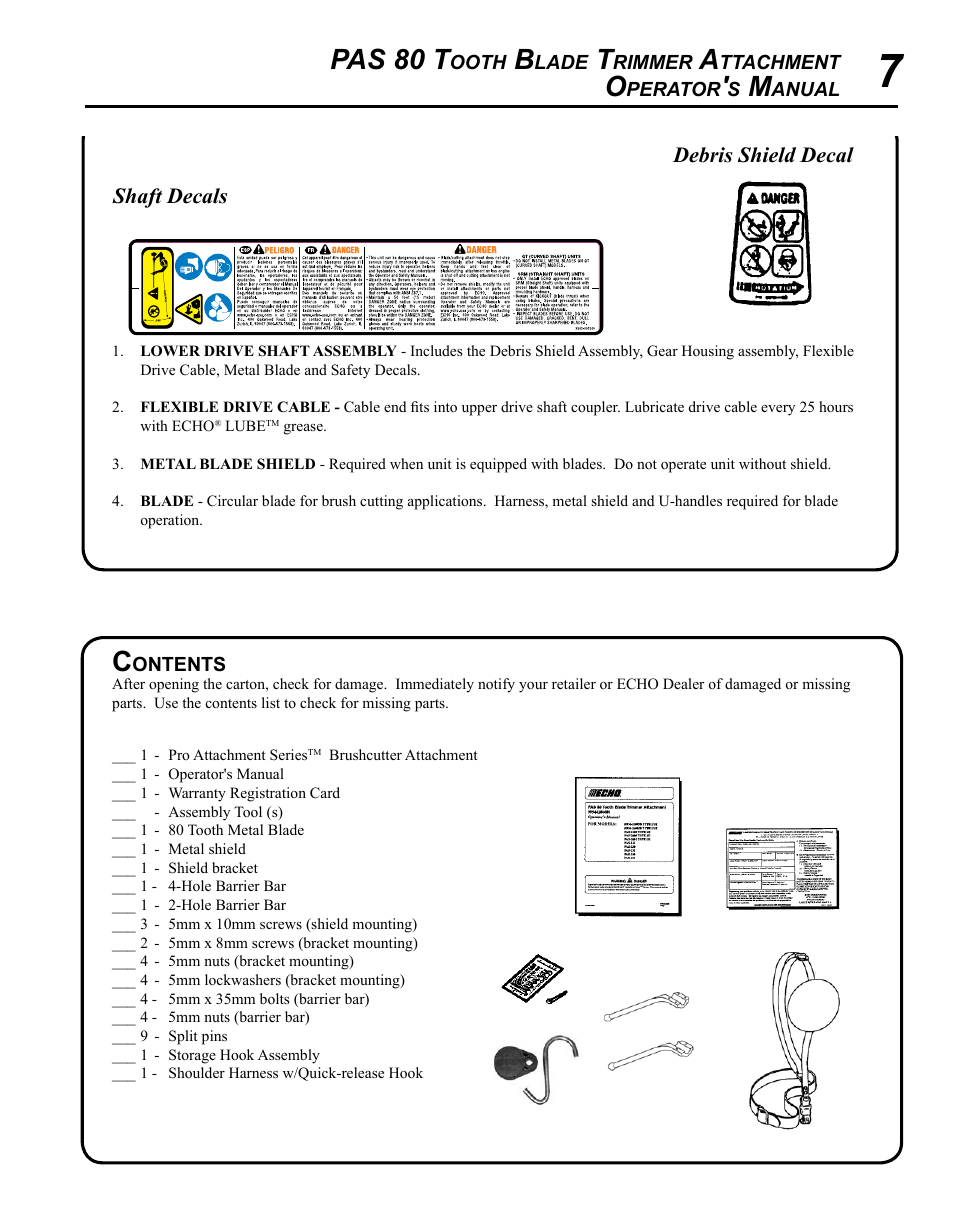 Pas 80 t | Echo PAS 80 Tooth Blade Brushcutter User Manual | Page 7 / 16