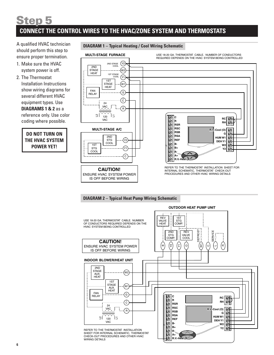 Step 5, Do not turn on the hvac system power yet, Caution | Echo 8870 User Manual | Page 8 / 24