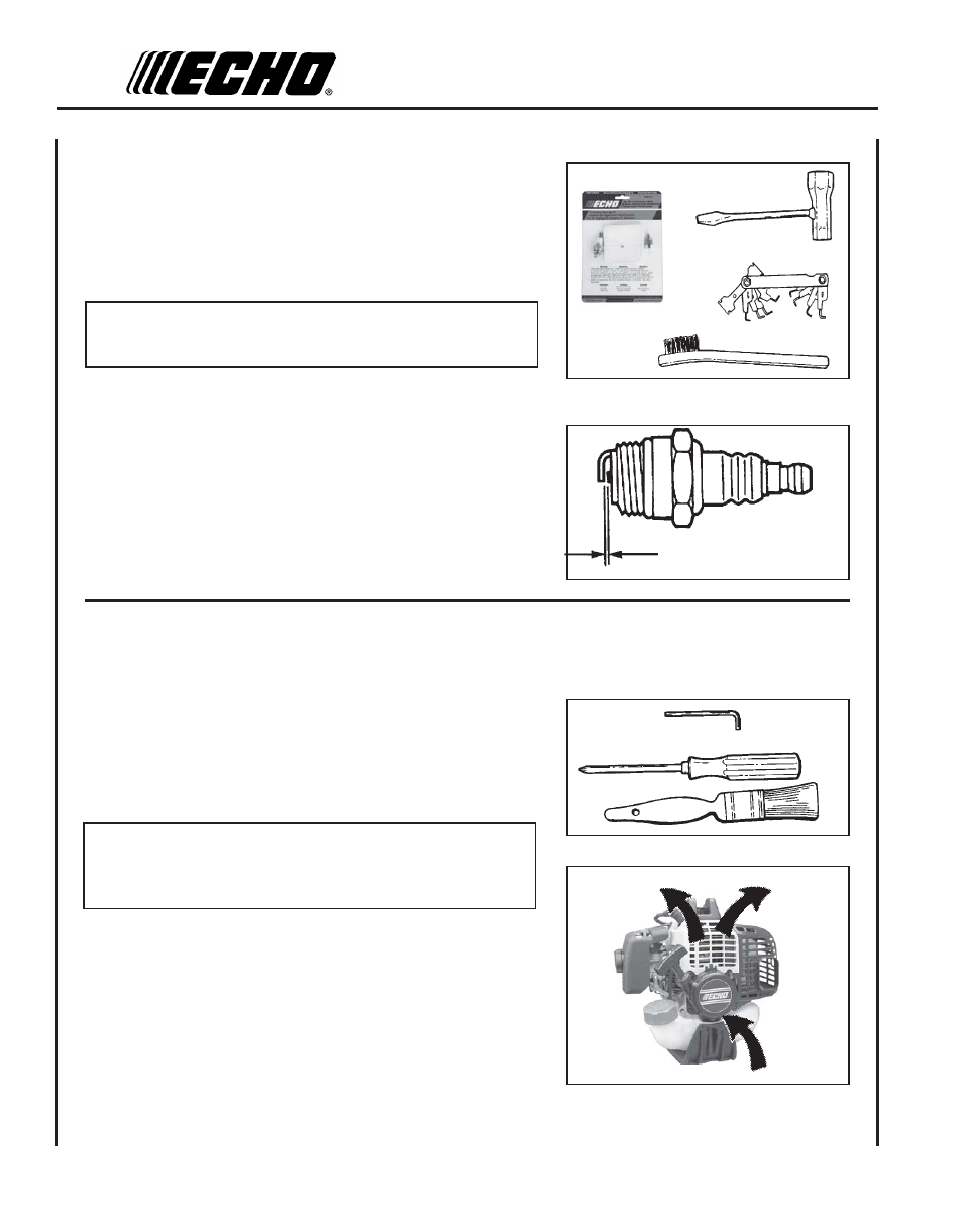 Spark plug, Cooling system | Echo SRM - 260S User Manual | Page 18 / 28