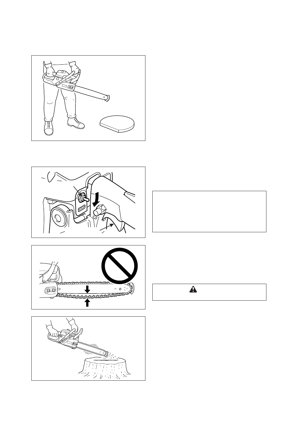 Running, Chain lubrication test, Checking chain tension | Stopping | Echo CS-370 User Manual | Page 15 / 32