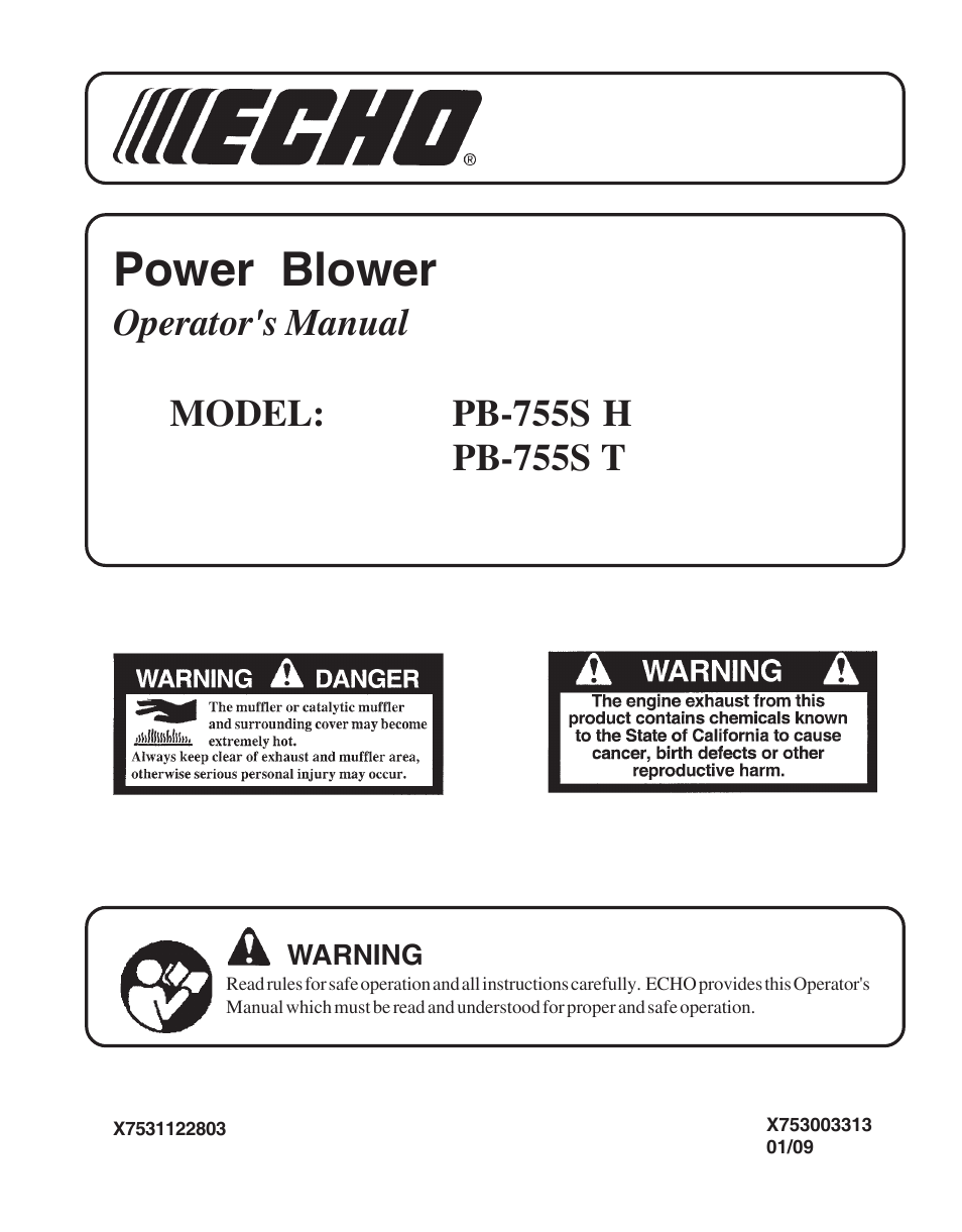 Echo PB-755S H User Manual | 28 pages