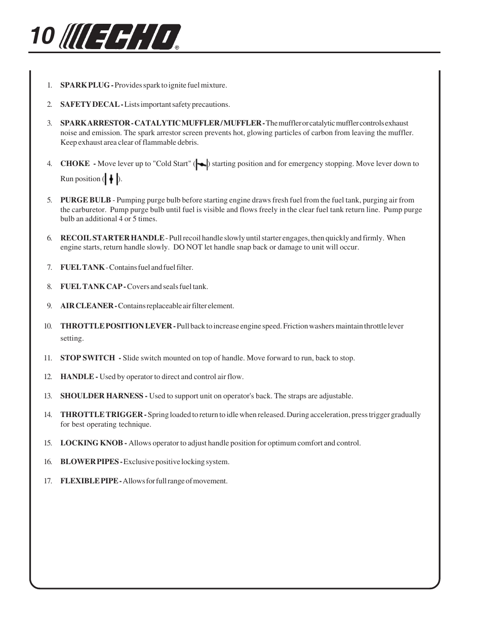 Echo PB-755S H User Manual | Page 10 / 28